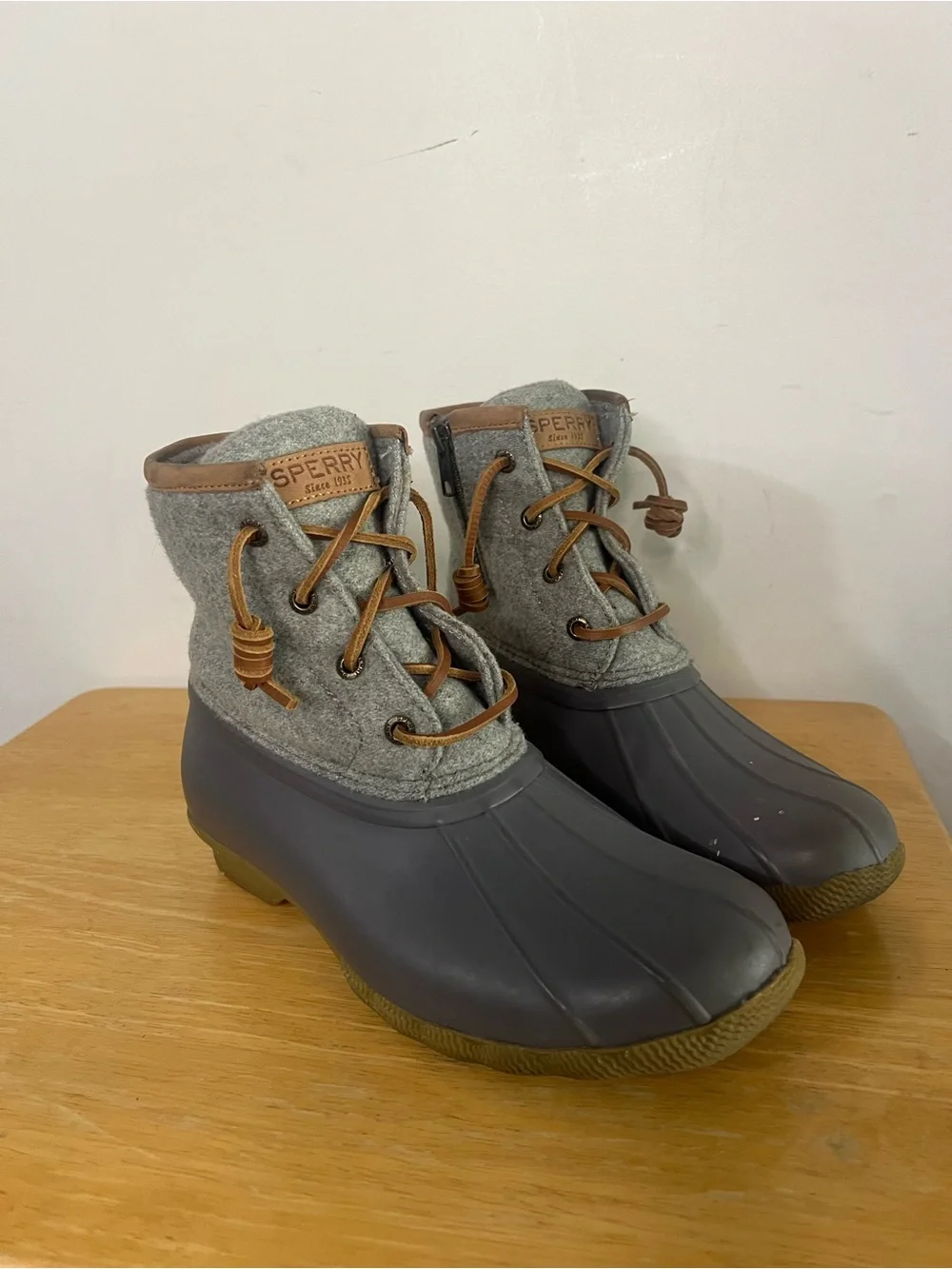 Sperry Kids Gray and Brown Waterproof Duck Boots